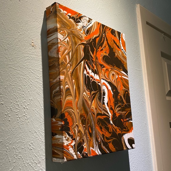 ❌SOLD Hand painted 11x14 abstract acrylic fluid pour art canvas painting brown - Picture 12 of 14